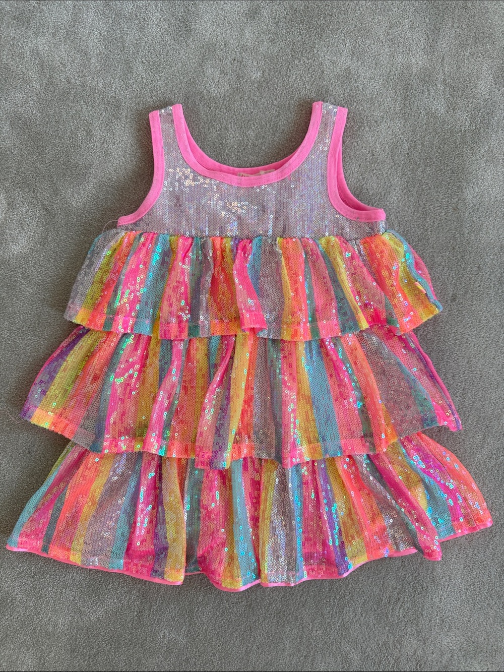 Billie Blush Girls' Rainbow Sequin Tiered Dress, size 3T